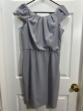 Spense Grey Pleated-Front Midi Dress
